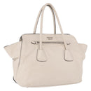 PRADA Hand Tote Bag Leather White Silver BN2611 Auth am12429A-1