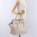 PRADA Hand Tote Bag Leather White Silver BN2611 Auth am12429A-28