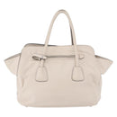 PRADA Hand Tote Bag Leather White Silver BN2611 Auth am12429A-2