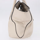 PRADA Hand Tote Bag Leather White Silver BN2611 Auth am12429A-3