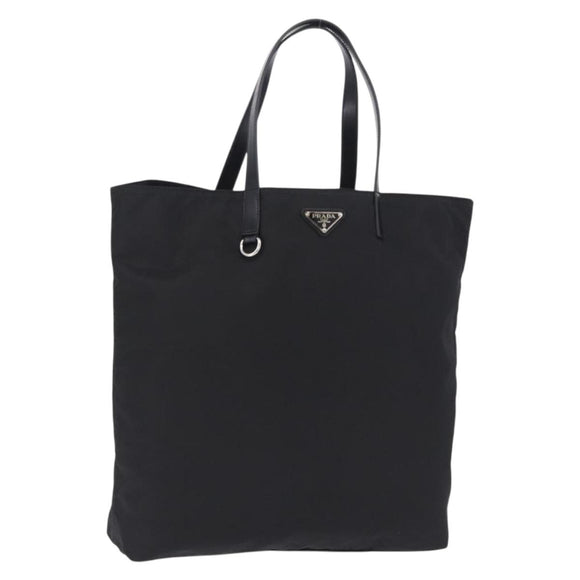 PRADA Tote Bag Nylon Black Silver Auth am12430V