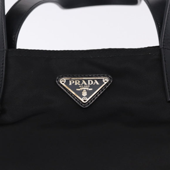 PRADA Tote Bag Nylon Black Silver Auth am12430V