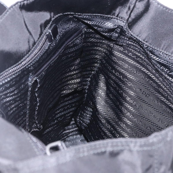 PRADA Tote Bag Nylon Black Silver Auth am12430V