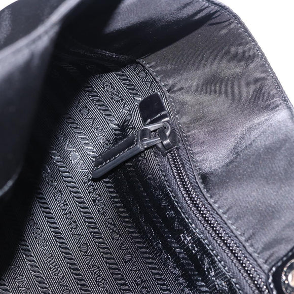 PRADA Tote Bag Nylon Black Silver Auth am12430V