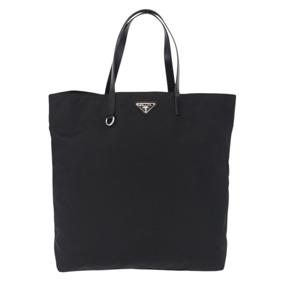 PRADA Tote Bag Nylon Black Silver Auth am12430V