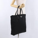 PRADA Tote Bag Nylon Black Silver Auth am12430V-22