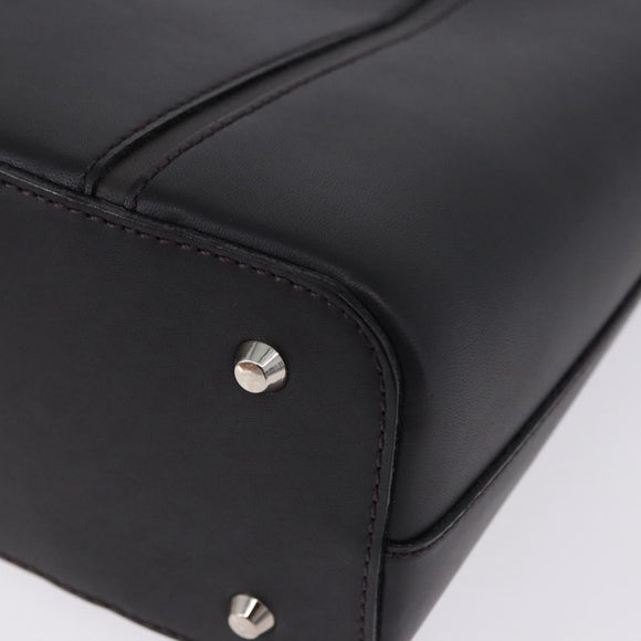 BURBERRY Hand Bag Leather Black Silver Auth am12432V