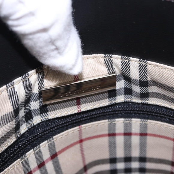 BURBERRY Hand Bag Leather Black Silver Auth am12432V