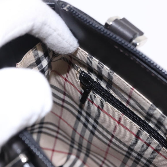 BURBERRY Hand Bag Leather Black Silver Auth am12432V