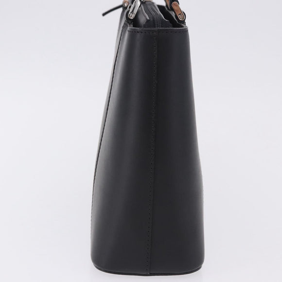 BURBERRY Hand Bag Leather Black Silver Auth am12432V
