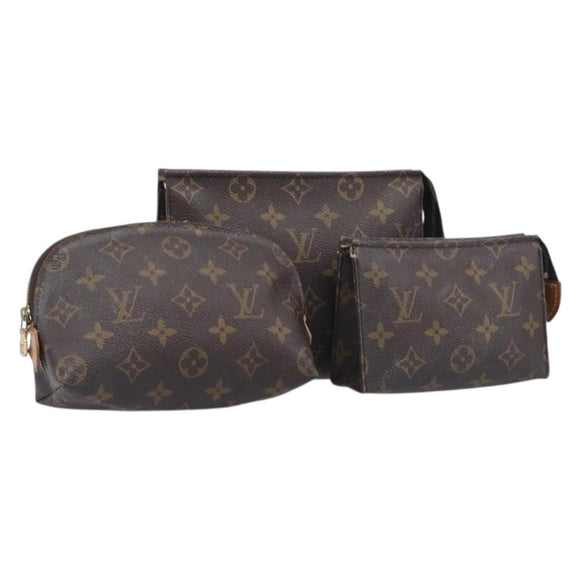 LOUIS VUITTON Monogram Pouch 3 Set LV Auth am12437