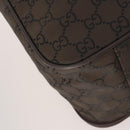 GUCCI GG Canvas Boston Bag Nylon Dark Brown Silver 010 1350 08 Auth am12441-13
