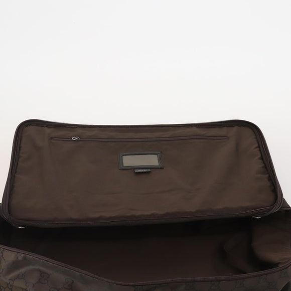 GUCCI GG Canvas Boston Bag Nylon Dark Brown Silver 010 1350 08 Auth am12441