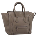 CELINE Luggage Mini Hand Bag Leather Gray Silver Auth am12449A-1