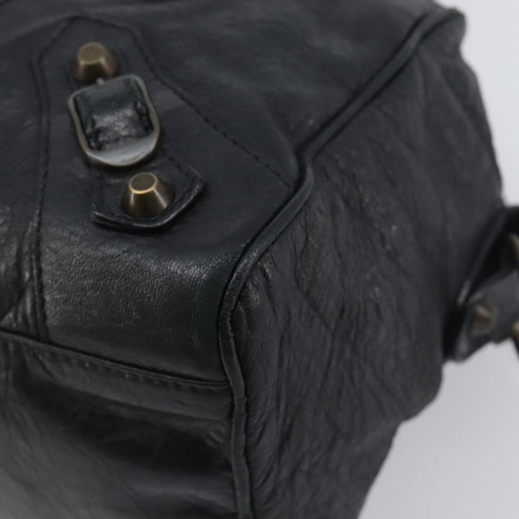 BALENCIAGA The Box Hand Bag Leather 2way Black 145694 Auth am12450V