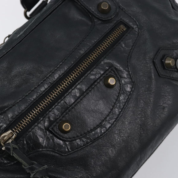 BALENCIAGA The Box Hand Bag Leather 2way Black 145694 Auth am12450V