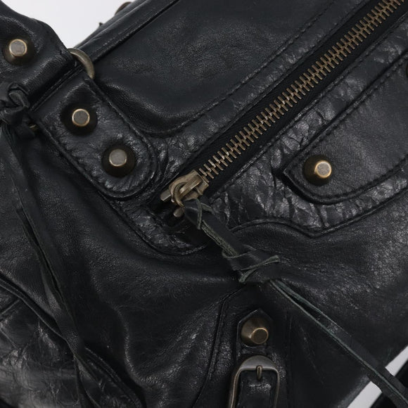 BALENCIAGA The Box Hand Bag Leather 2way Black 145694 Auth am12450V