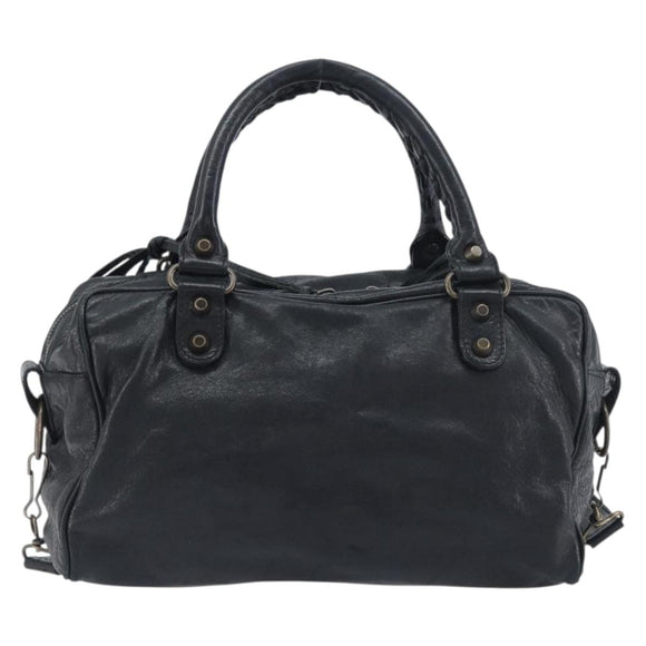BALENCIAGA The Box Hand Bag Leather 2way Black 145694 Auth am12450V