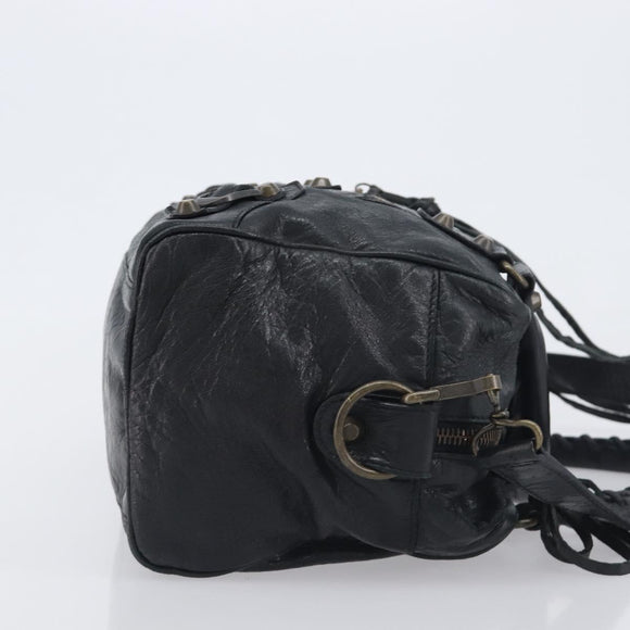 BALENCIAGA The Box Hand Bag Leather 2way Black 145694 Auth am12450V