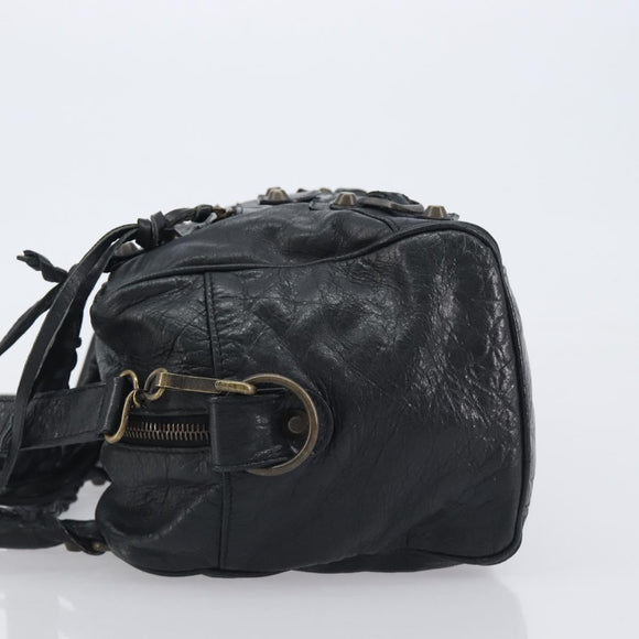 BALENCIAGA The Box Hand Bag Leather 2way Black 145694 Auth am12450V
