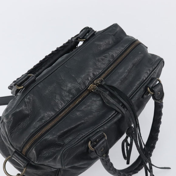 BALENCIAGA The Box Hand Bag Leather 2way Black 145694 Auth am12450V