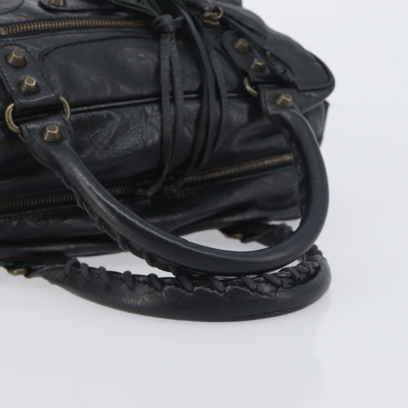 BALENCIAGA The Box Hand Bag Leather 2way Black 145694 Auth am12450V