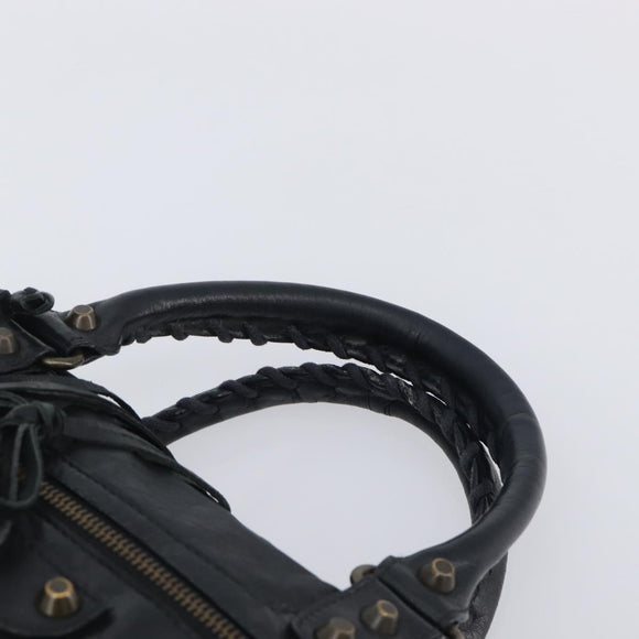 BALENCIAGA The Box Hand Bag Leather 2way Black 145694 Auth am12450V