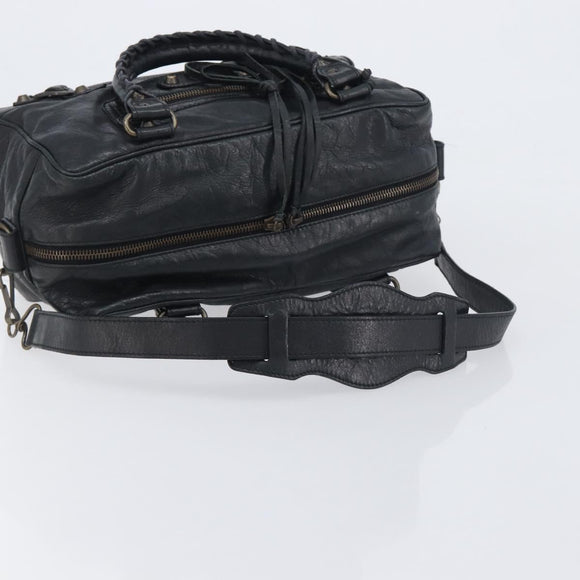 BALENCIAGA The Box Hand Bag Leather 2way Black 145694 Auth am12450V