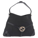 GUCCI Interlocking Shoulder Bag Canvas Black Silver 114879 Auth am12452A-1