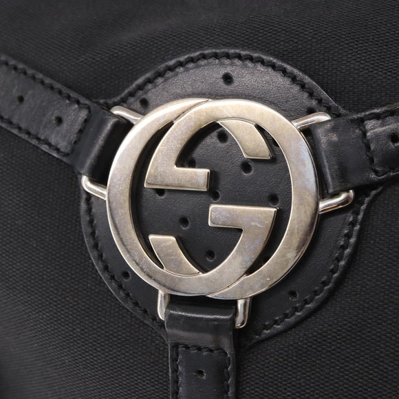 GUCCI Interlocking Shoulder Bag Canvas Black Silver 114879 Auth am12452A