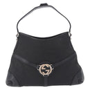 GUCCI Interlocking Shoulder Bag Canvas Black Silver 114879 Auth am12452A-2