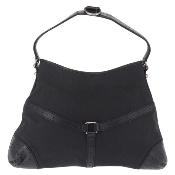 GUCCI Interlocking Shoulder Bag Canvas Black Silver 114879 Auth am12452A