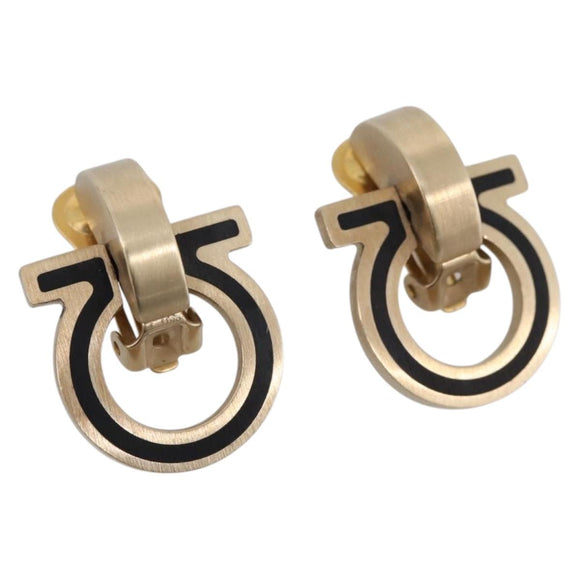Salvatore Ferragamo Gancini Earring Metal Gold Tone Auth am12454V