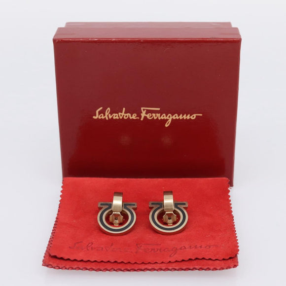 Salvatore Ferragamo Gancini Earring Metal Gold Tone Auth am12454V