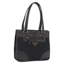 PRADA Tote Bag Nylon Leather Black Gold Tone Auth am12459V-1