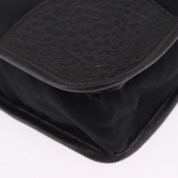 PRADA Tote Bag Nylon Leather Black Gold Tone Auth am12459V
