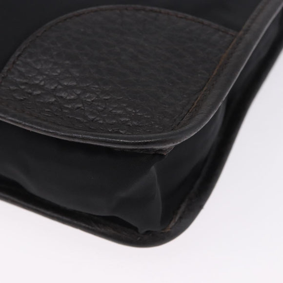PRADA Tote Bag Nylon Leather Black Gold Tone Auth am12459V