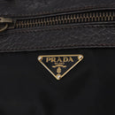 PRADA Tote Bag Nylon Leather Black Gold Tone Auth am12459V-18