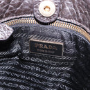 PRADA Tote Bag Nylon Leather Black Gold Tone Auth am12459V-20