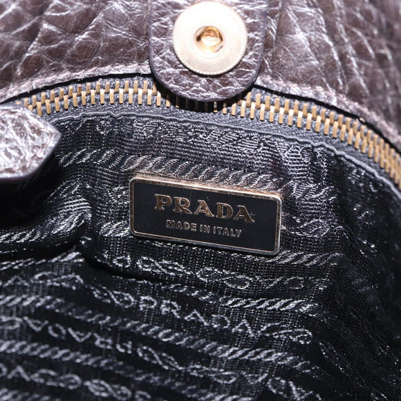 PRADA Tote Bag Nylon Leather Black Gold Tone Auth am12459V