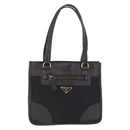 PRADA Tote Bag Nylon Leather Black Gold Tone Auth am12459V-13