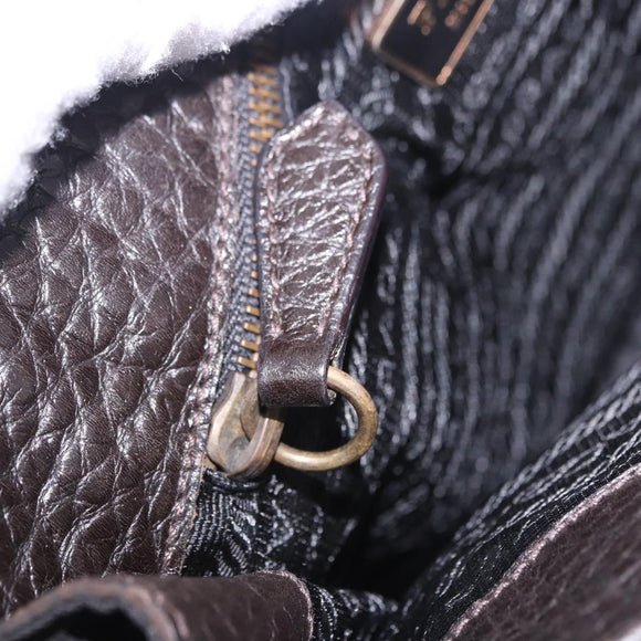 PRADA Tote Bag Nylon Leather Black Gold Tone Auth am12459V