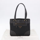 PRADA Tote Bag Nylon Leather Black Gold Tone Auth am12459V-12