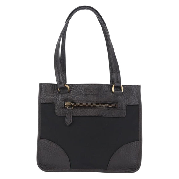 PRADA Tote Bag Nylon Leather Black Gold Tone Auth am12459V