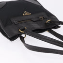 PRADA Tote Bag Nylon Leather Black Gold Tone Auth am12459V-6