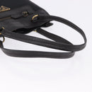 PRADA Tote Bag Nylon Leather Black Gold Tone Auth am12459V-7