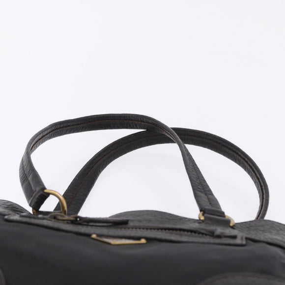 PRADA Tote Bag Nylon Leather Black Gold Tone Auth am12459V