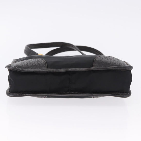 PRADA Tote Bag Nylon Leather Black Gold Tone Auth am12459V