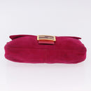 FENDI Mamma Baguette Shoulder Bag Suede Pink Gold Tone Auth am12464V-10