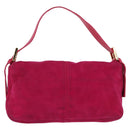 FENDI Mamma Baguette Shoulder Bag Suede Pink Gold Tone Auth am12464V-3